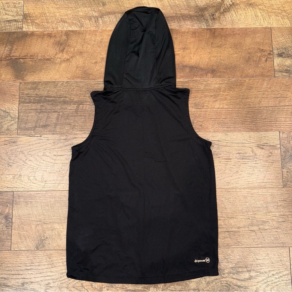 Russell Muscle Black Sleeveless Hoodie with Green Accents - Picture 6 of 11
